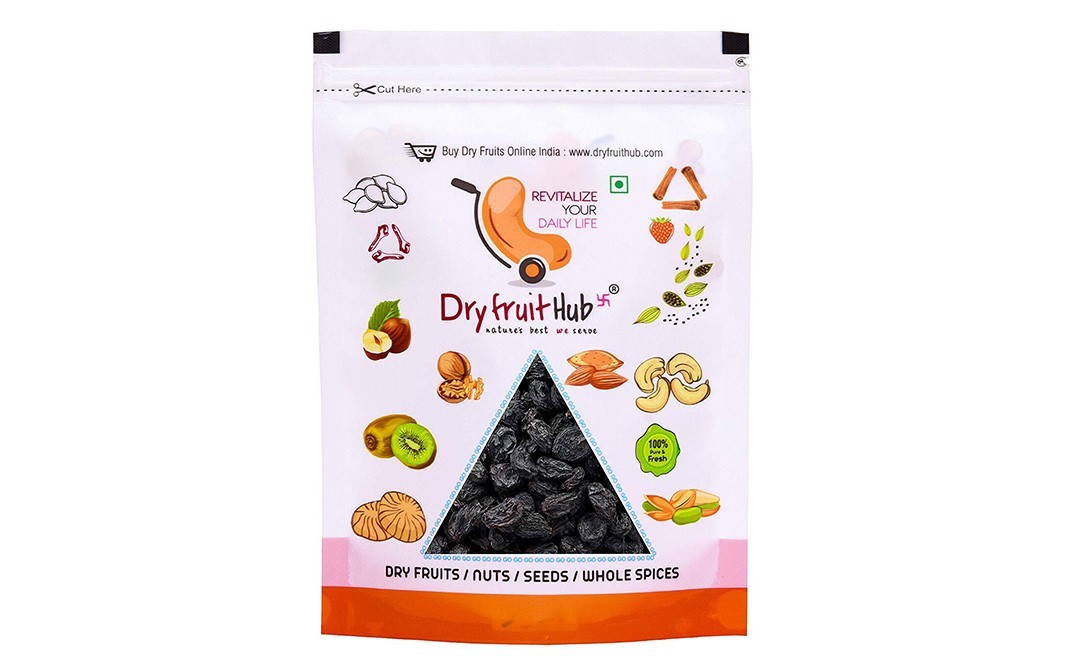 Dryfruit Hub Afghani Seedless Black Raisins    Pack  800 grams